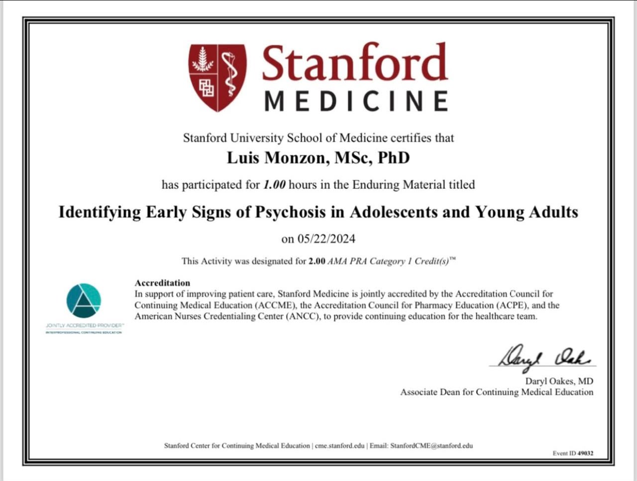 Certificado Stanford